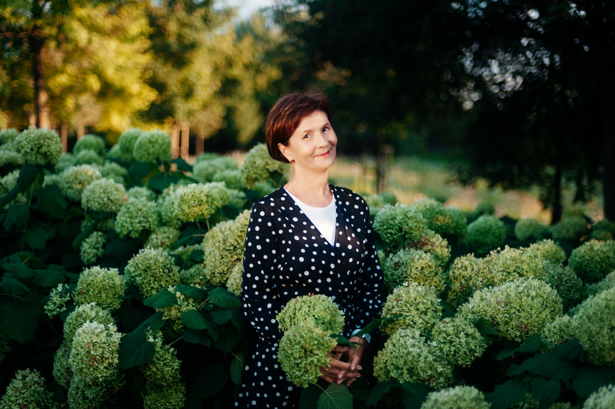 Portret kobiety wśród hortensji — Fotogłos